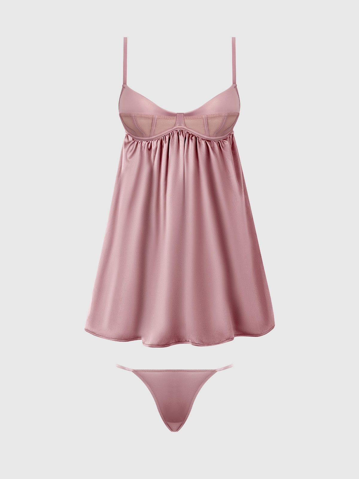 Juliette Satin & Mesh Babydoll Set
