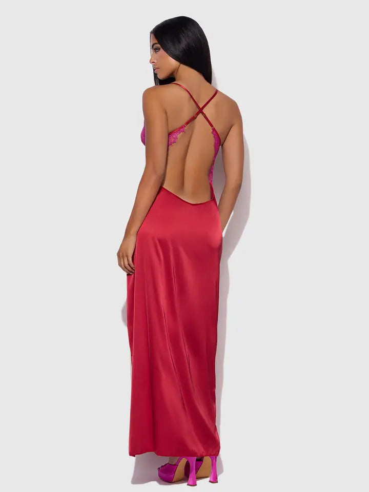 Seraphine Satin & Lace Long Chemise