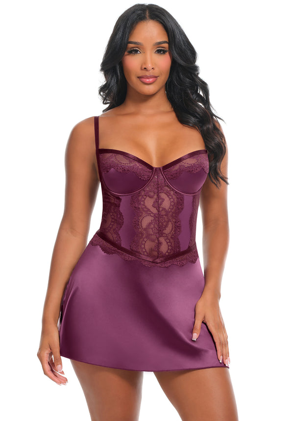 Catalina Satin & Lace Babydoll
